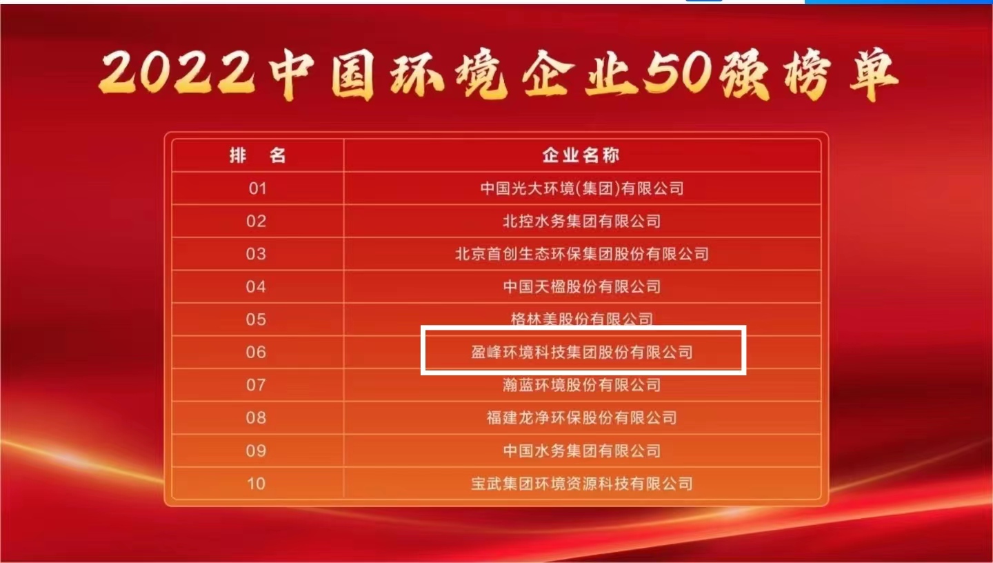 今年会环境连续5年荣登“中国环境企业50强”榜单